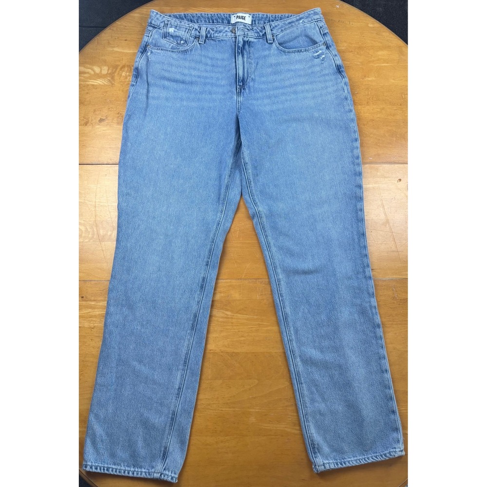 PAIGE Relaxed Noella Straight Leg Jeans Light Wash Blue Distressed Size 31